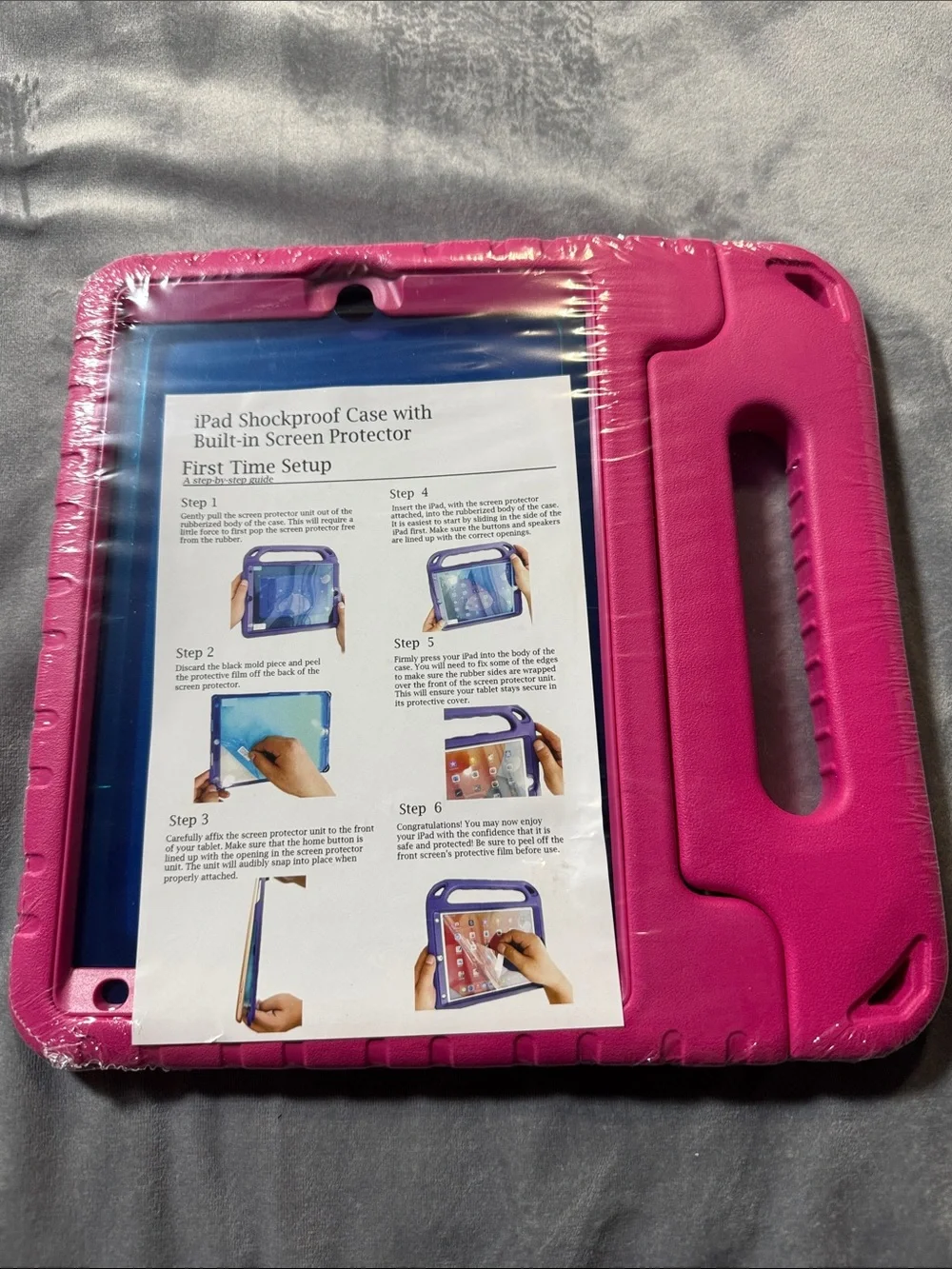 Pink Shockproof Tablet Case with Built-in Screen Protector 10.2 in kids case